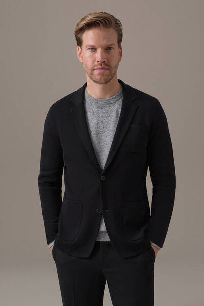 Hemington Extrafine Merino Siyah Triko Blazer Ceket