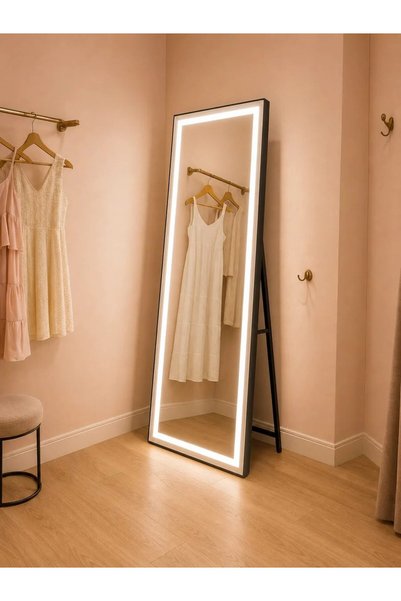 Flippy Ορθογώνιος καθρέφτης LED, μαύρο πλαίσιο, 50x160cm, ρυθμιζόμενη ένταση ...