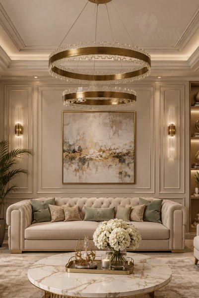 best power Gold Led Three-Level Hanging Chandelier for the Hall from