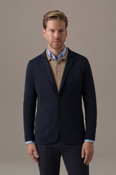 Hemington Extrafine Merino Lacivert Triko Blazer Ceket
