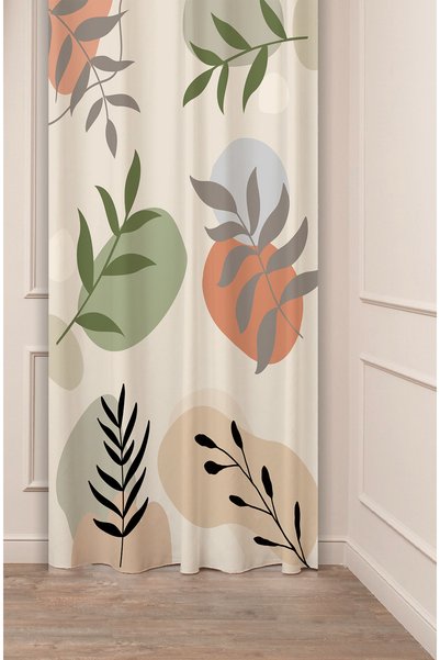 GREENDECOR Yaprak Bohem Minimalist Bej Krem Desenli Özel Tasarım Dijital Bask...