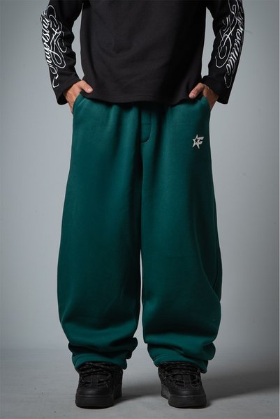 Crupt Studio White Nova Stoperli Balloon Fit Green Men's Sweatpants