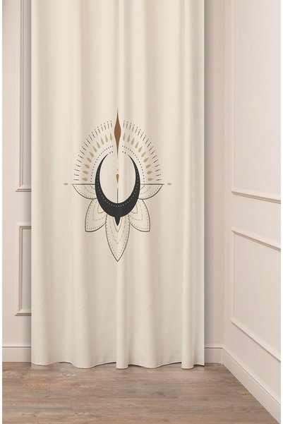 GREENDECOR Ay Lotus Nur Bohem Mandala Deseneli Özel Tasarım Dijital Baskılı (...