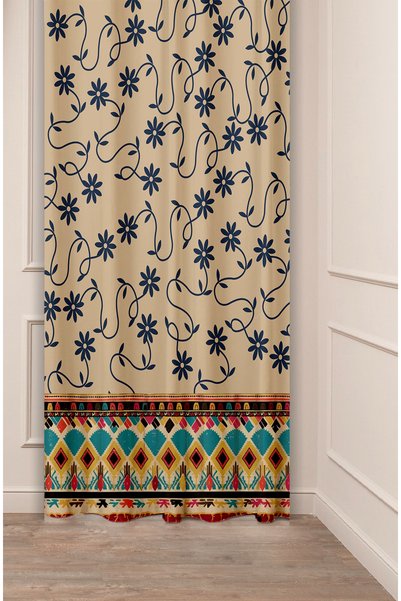 GREENDECOR Bohem Çiçek Yaprak Antika Desenli Özel Tasarım Dijital Baskılı (Te...