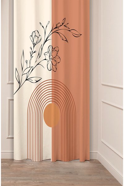 GREENDECOR Çiçek Bohem Minimalist Bej Krem Desenli Özel Tasarım Dijital Baskı...