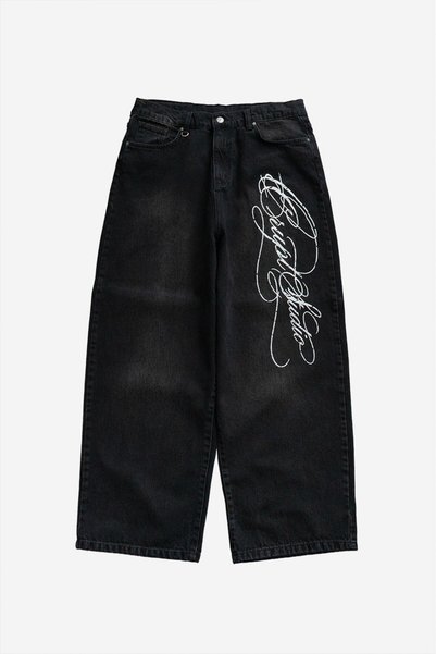 Crupt Studio White Noise Chaos Script Barrel Jean Men's Trousers