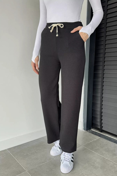 TOZLU Women's Self-Patterned Trousers with Elastic Waist