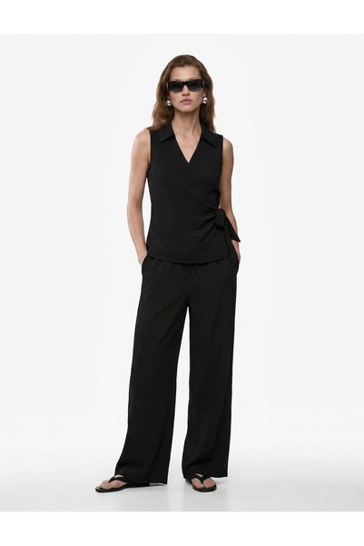 Koton Wide-Legged Fabric Trousers with Belted Waist