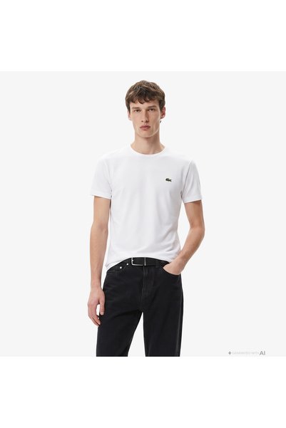 Lacoste Erkek Slim Fit Bisiklet Yaka Beyaz T-Shirt