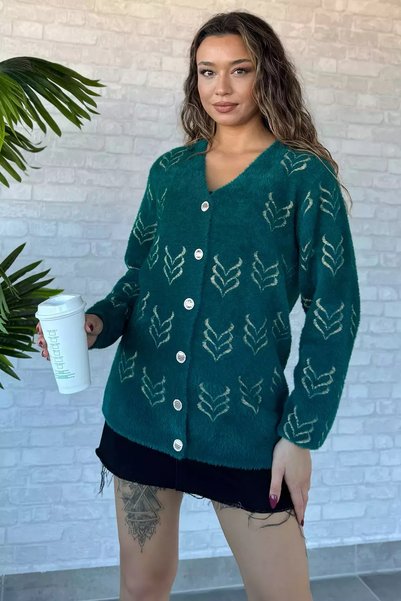 TOZLU Women's Soft Yarn Bearded Knitwear Jacket