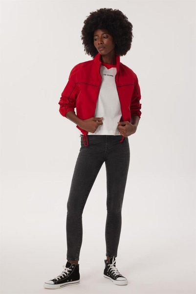 Lee Cooper Mercan Dik Yaka Kadın İnce Mont 232 LCF 232001 BIANCA MERCAN