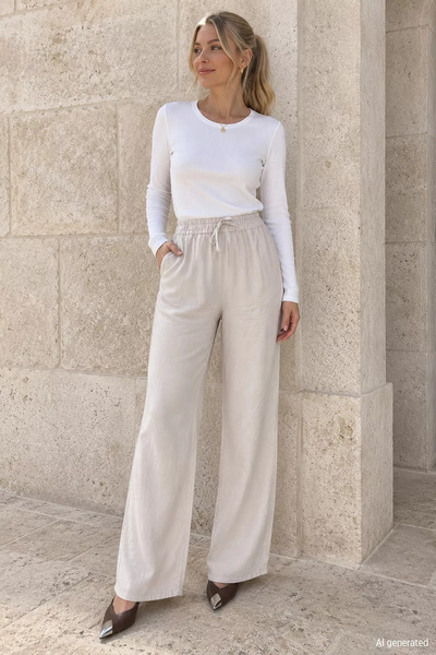 TOZLU Elastic Waist Tencel Fabric Hijab Pants