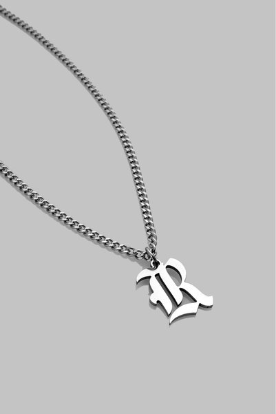 UKHWD SUPPLY 316L Steel Gothic Letter R Necklace Ka1113Gm