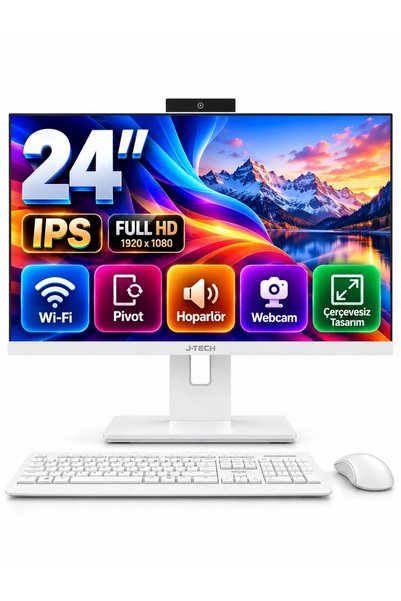 J-TECH HEXA i3 2100 8GB RAM 128GB SSD 24" Pivot - Webcam - WiFi All in One Bi...