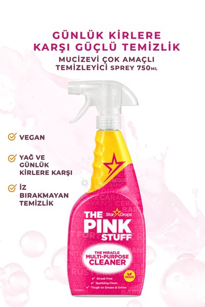 ThePinkStuff Mucizevi Çok Amaçlı Temizleme Spreyi 750 ml – Yağ Çözücü, Leke Ç...