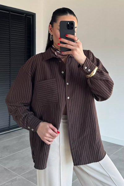 TOZLU Perry Women's Striped Oversized Shirt