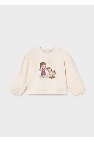 MAYORAL Baby Girl Long Sleeve T-Shirt Cream