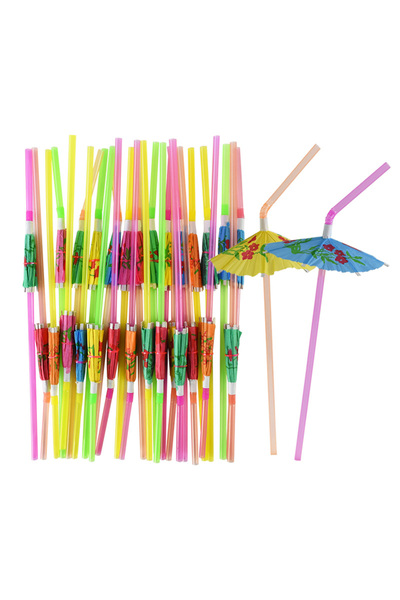 Choice 25pcs Umbrella 25pcs Flamingo Pineapple Drinking Straws Hawaiian Beach...