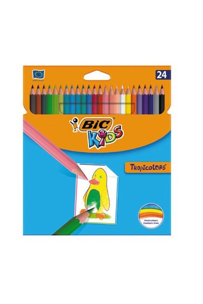 Bic 24 creioane uscate colorate Tropicolors pentru copii