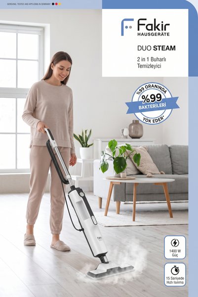 Fakir Duo Steam 2 in 1 Buharlı Temizleyici 1600 W Dikey ve El Tipi Ayarlanabi...