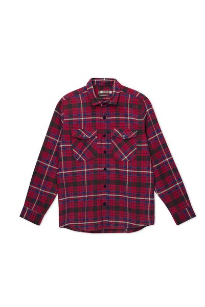 Lee Cooper Merlin men's woven long sleeve shirt red-navy plaid