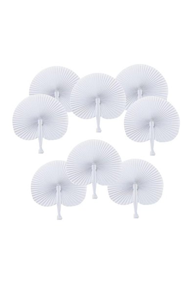 Choice 12pcs-1 12PC White Folding Paper Fan for Kids Birthday Party, Wedding ...