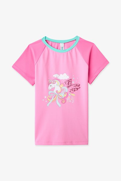 Penti Kız Çocuk Açık Pembe Dream Unicorn Kısa Kollu Bikini Üstü