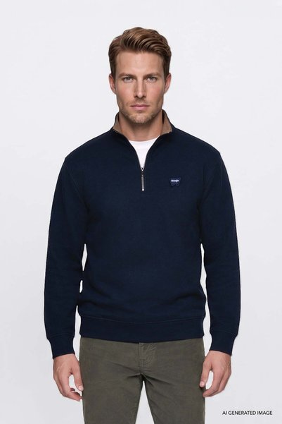 WRANGLER Pamuklu Selanik Regular Fit Normal Kesim Fermuarlı Dik Yaka Sweatshirt