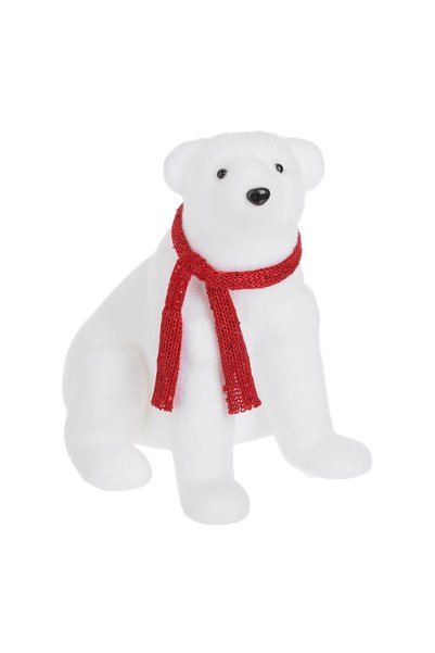 DD SHOP Figurină decorativă de Crăciun, urs polar din spumă, cu fular roșu, a...