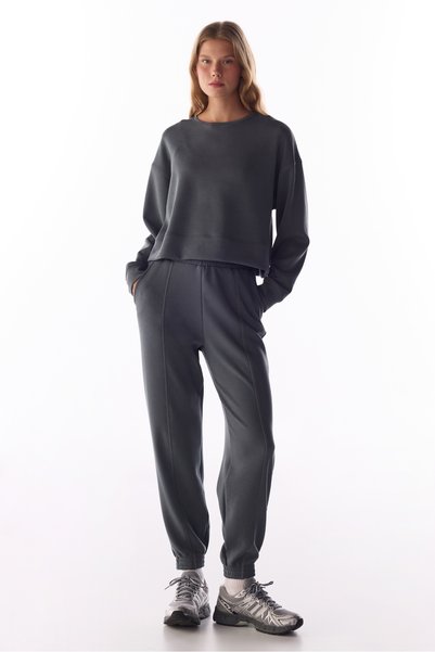 Penti Gri Modal Şardonlu Bisiklet Yaka Sweatshirt