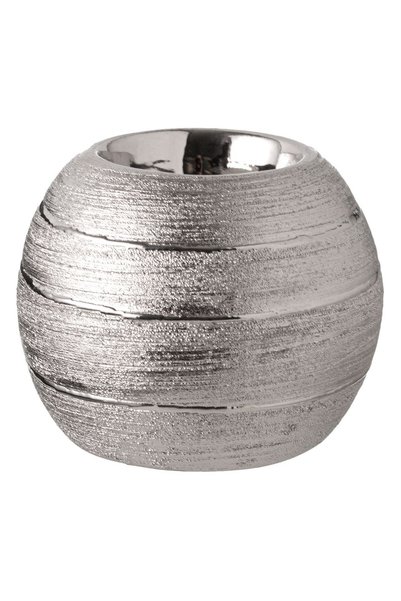 DD SHOP Suport pentru lumânare pastilă, ceramic cu model în dungi, argintiu, ...
