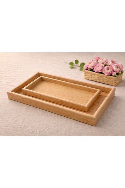 BAROTTİ Bambu İkili Tepsi Seti, Servis & Sunum Tepsisi | 20×30 cm – 35×25 cm,...