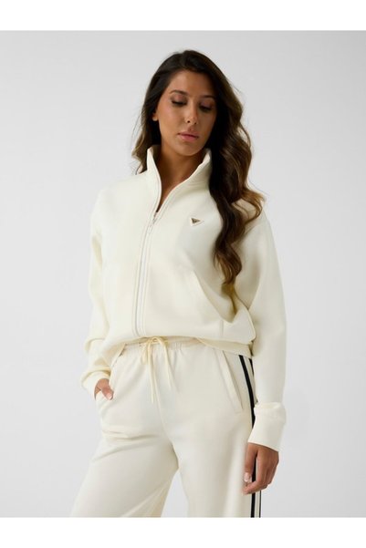Guess Olympe Kadın Aktif Scuba Fermuarlı Sweatshirt Krem