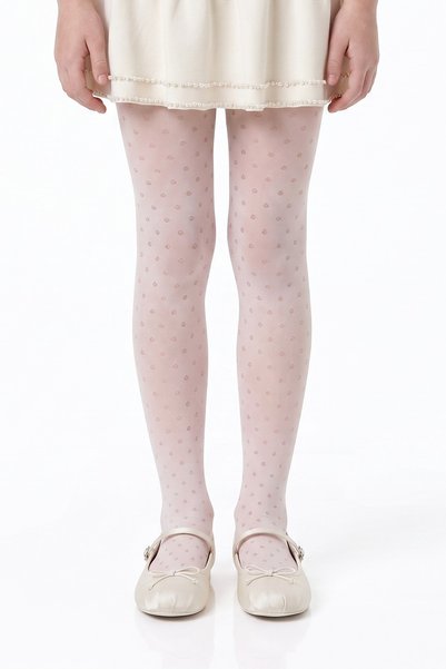 Penti Kız Çocuk Beyaz Mini Dotted Puantiyeli Mus Külotlu Çorap