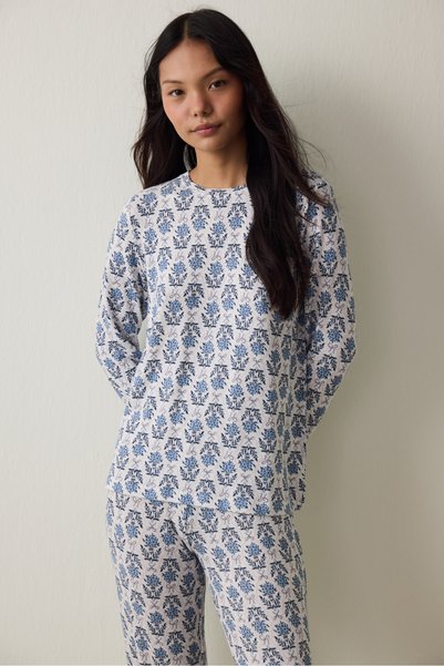 Penti Çiçek Baskılı Tea Time Termal Etkili Sweatshirt Pijama Üstü