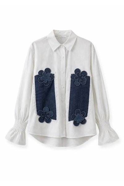 HANIQA Floral Patterned Denim Shirt