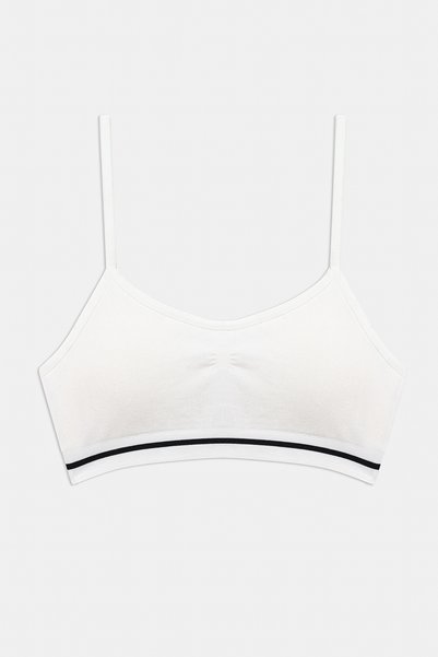 Penti Kız Çocuk White Seamless Pedli Beyaz Pamuklu Crop Üst