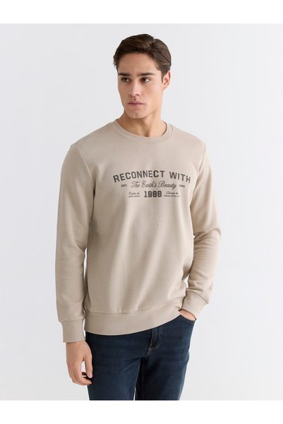 LC Waikiki Nevavm Farkıyla Lcwaikiki Classic Beige 3 Thread Raster Printed St...