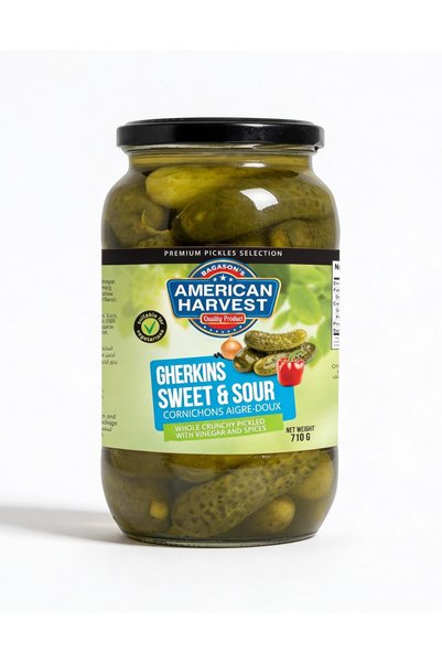 American Harvest Whole Dill Pickle Gherkins 710g | Sweet & Sour Length 6-9cm