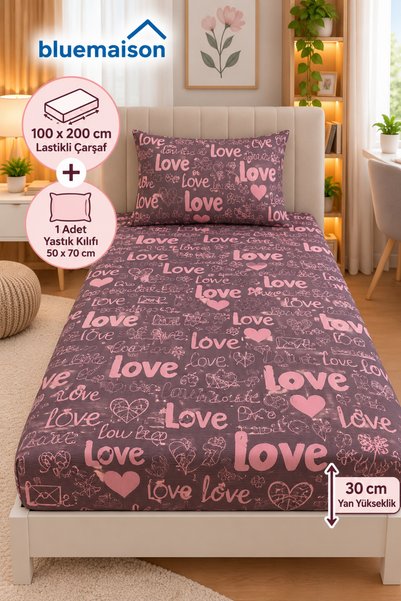Violacasa Set cearșafuri individuale din bumbac 100x200 Love