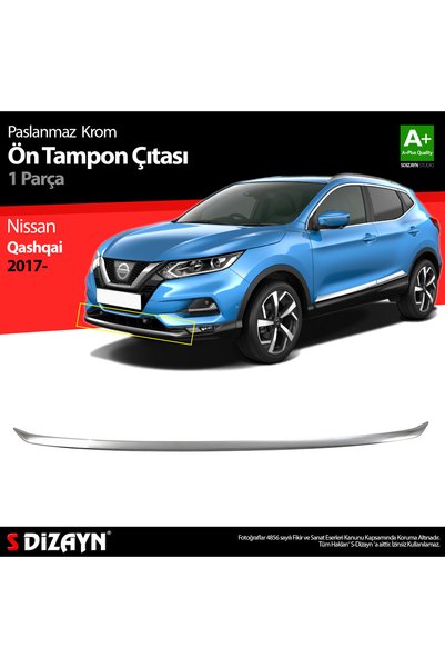 S Dizayn S-Dizayn Nissan Qashqai ile Uyumlu Krom Ön Tampon Çıtası 2017-2021