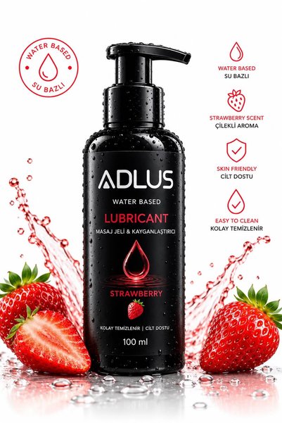 ADLUS Çilek Aromalı Su Bazlı Kayganlaştırıcı Masaj Jeli 100 ml