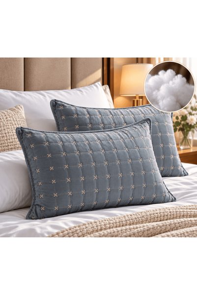 Pucioasa Fabrica Set 2 Perne Brodate Antracit - 50x70cm | 4214-F