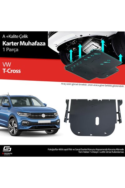 S Dizayn S-Dizayn VW T-Cross ile Uyumlu Çelik Karter Muhafaza Koruma 2019 Üze...
