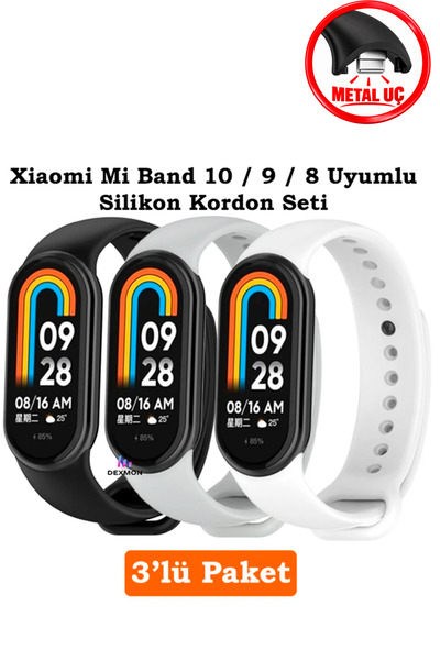 Dexmon Xiaomi Mi Band 8 Mi Band 9 Mi Band 10 Compatible 3 Pack Silicone Cord ...