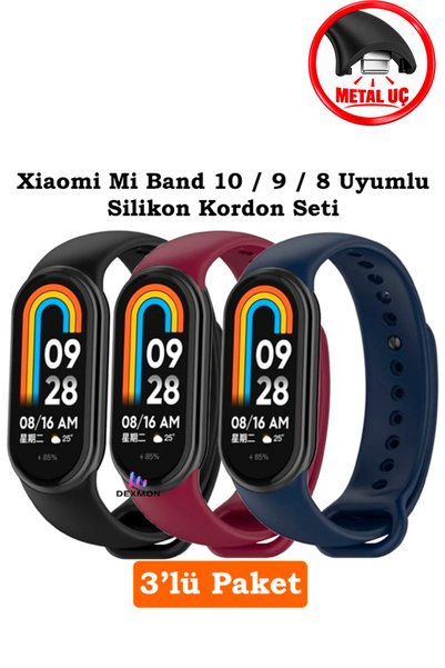 Dexmon Xiaomi Mi Band 8 Mi Band 9 Mi Band 10 Compatible 3 Pack Silicone Cord ...