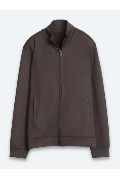 Kip Brown High-Neck Plain Sweatshirt