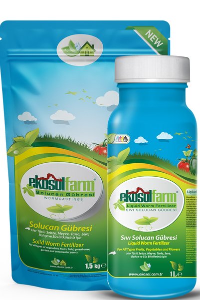 EkosolFarm Sıvı Solucan Gübresi 1 lt. + 1,5 kg 2 Ürün 1 Arada