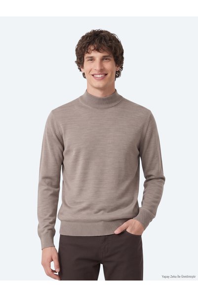 Kip Mink Half Turtleneck Plain Knit Wool Blended Sweater Sweater