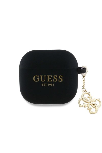 Guess Husă pentru căști AirPods 4, Silicon W 4g Charm Gua4lecg4k, negru - negru